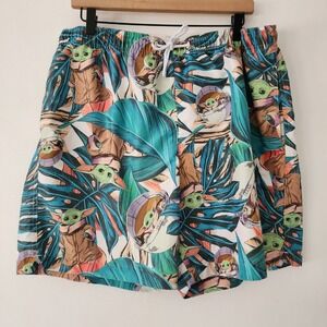 Star Wars Baby Yoda swim trunks Hawaiian floral mens size XL‎